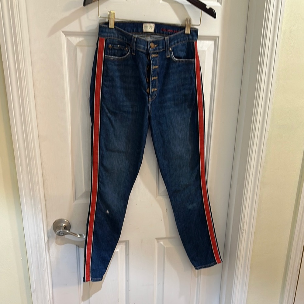 Alice & Olivia Blue Jeans with Red Stripe